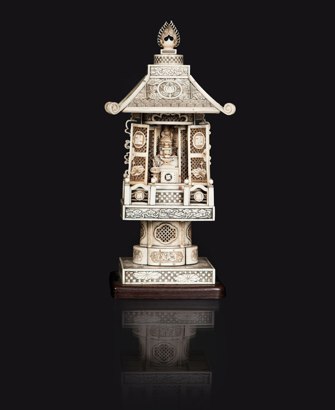 A fine ivory travelling shrine 'Zushi'