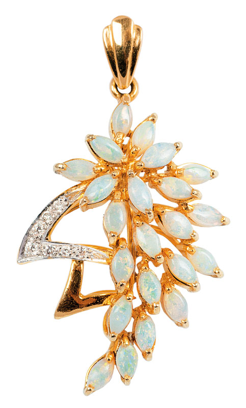 An opal diamond brooch with matching pendant - image 2