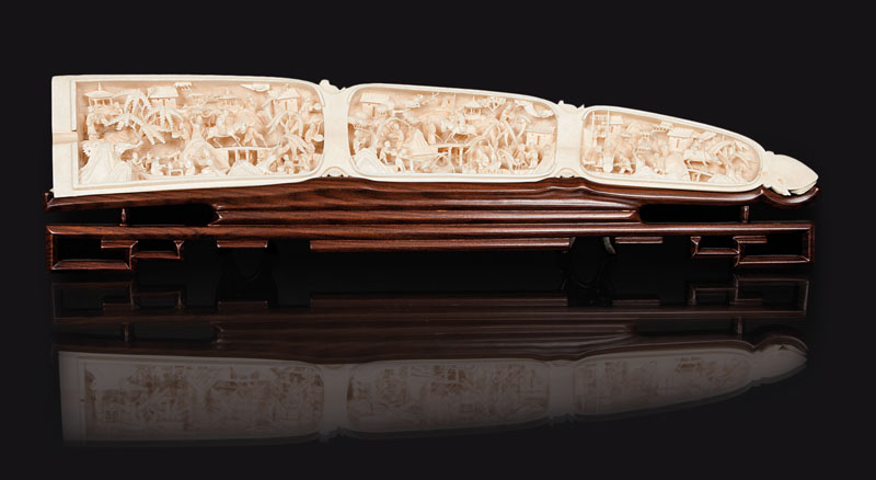 A pair of extremely elaborated ivory-carvings with miniature landscapes - image 2