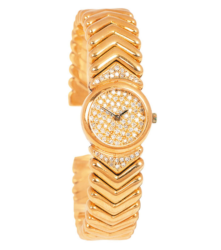Elegante Damen-Armbanduhr mit Brillant-Besatz