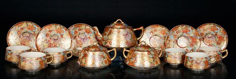 A very fine Satsuma tea service 'Millefleurs'