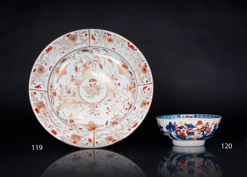 A large imari dish with gold decor