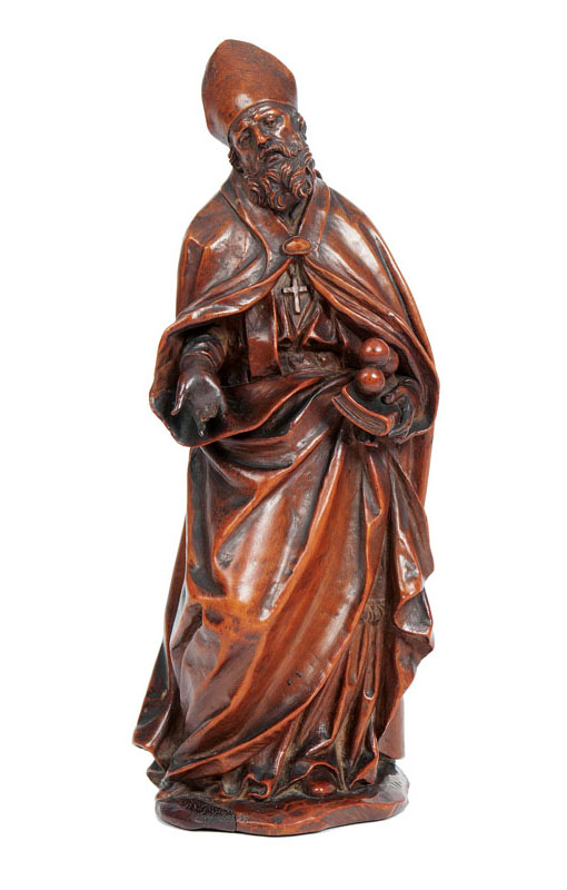 Two exquisitely-carved boxwood-figurines of Saint Peter and Saint Nicholas - image 2