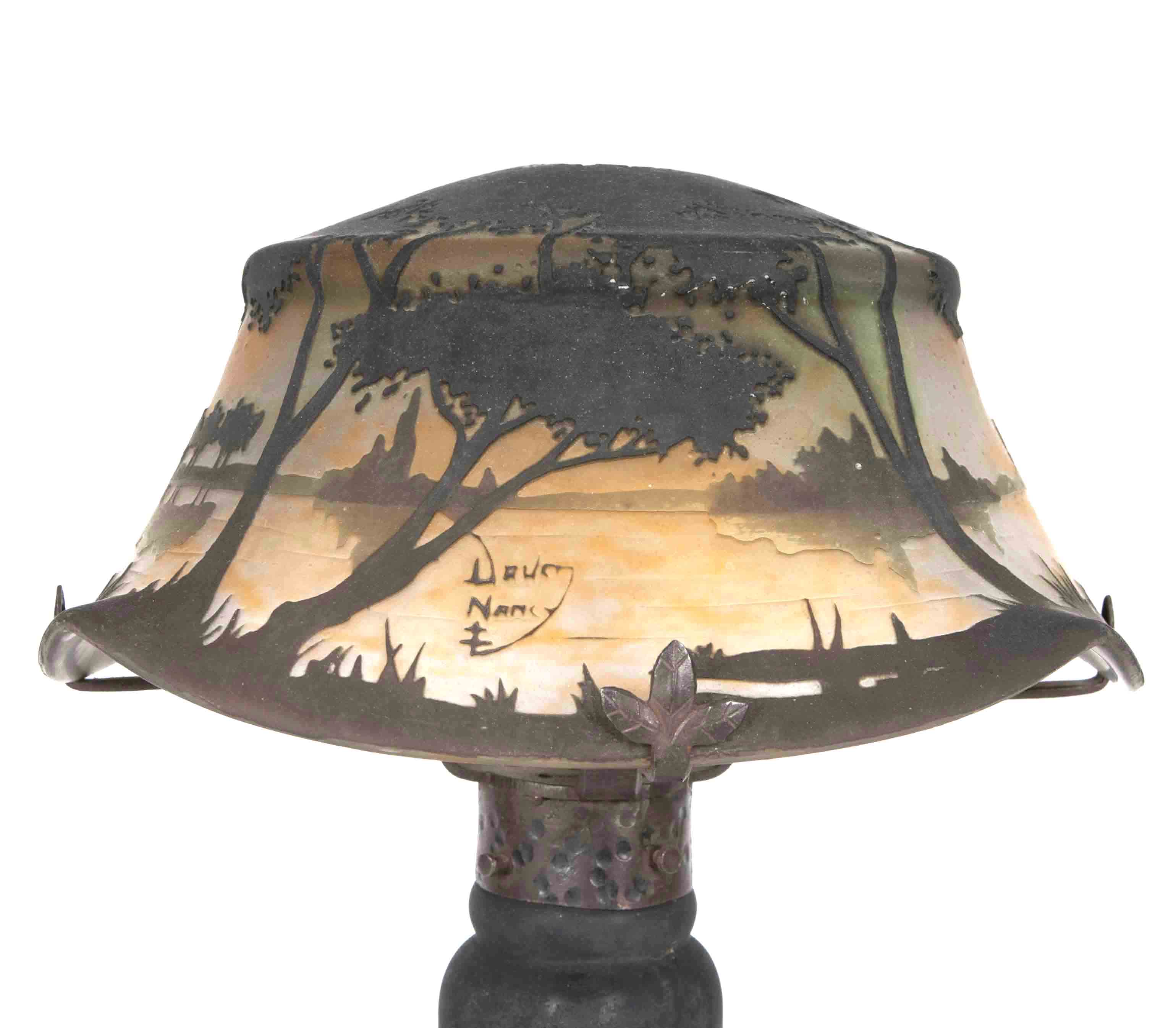 Seltene Jugendstil-Tischlampe 'Paysage lacustre' - Bild 2