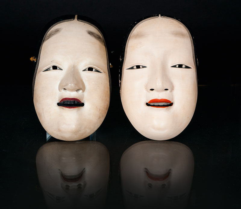 A set of 2 'Ko-Omote' noh masks