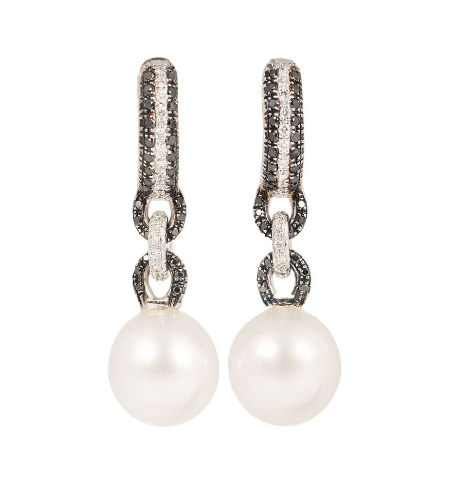 A pair of Southsea pearl diamond earrings