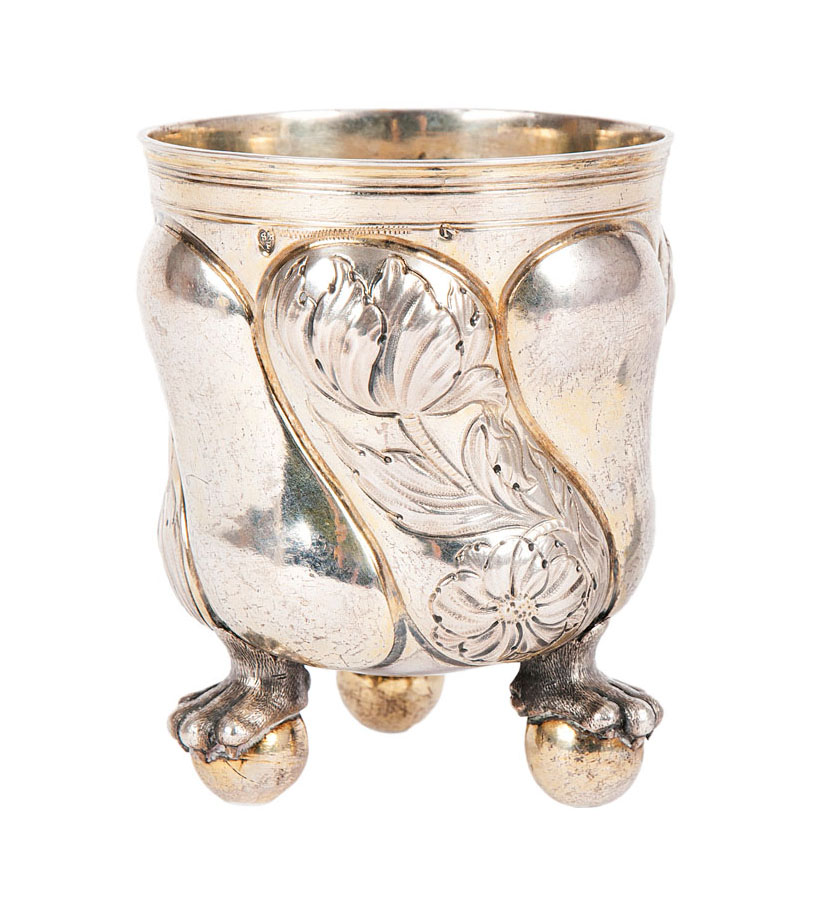 A parcel-gild silver beaker