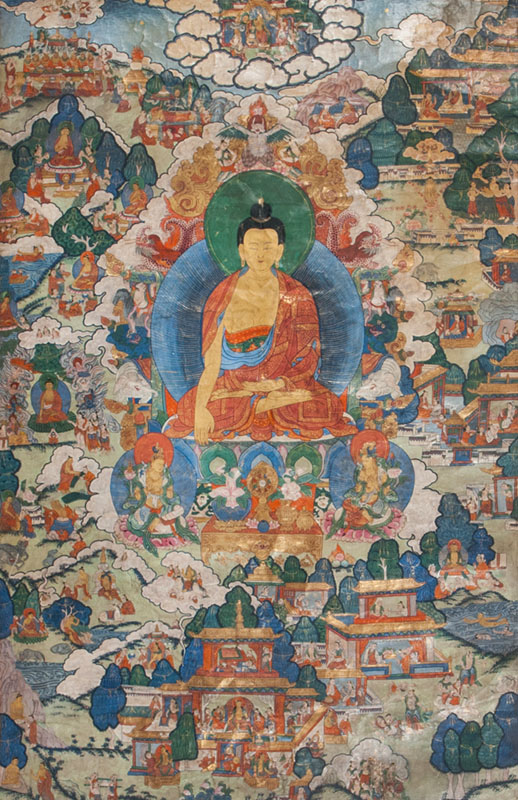 Großer Thangka 'Das Leben des Buddha Shakyamuni'