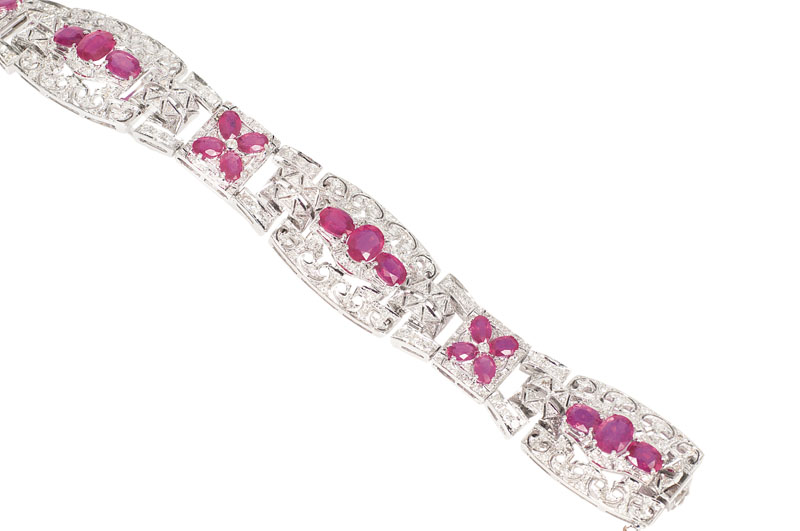 Großes Rubin-Diamant-Armband im Art-Déco-Stil
