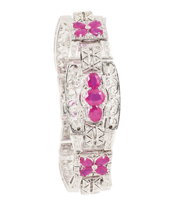 A large ruby diamond bracelet in Art-Déco style - image 2