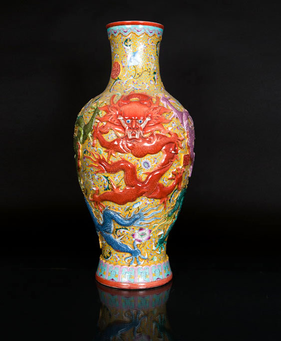 An impressive relief moulded 'Dragon' vase