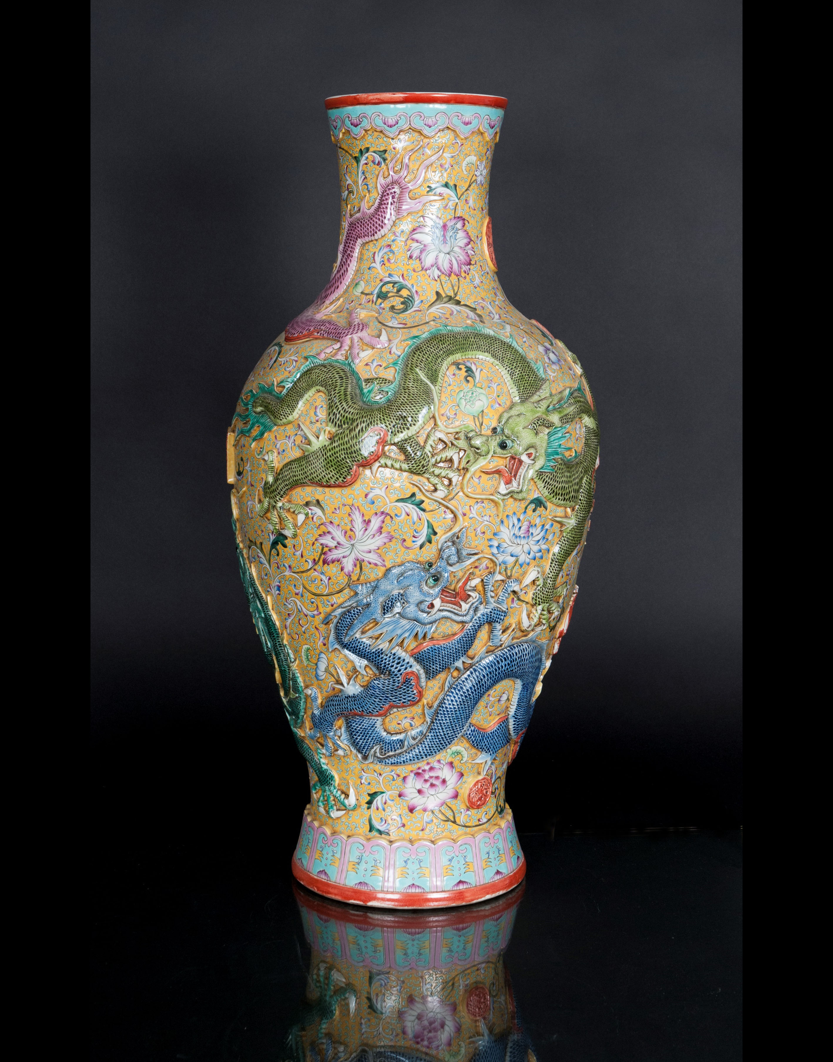 An impressive relief moulded 'Dragon' vase - image 2