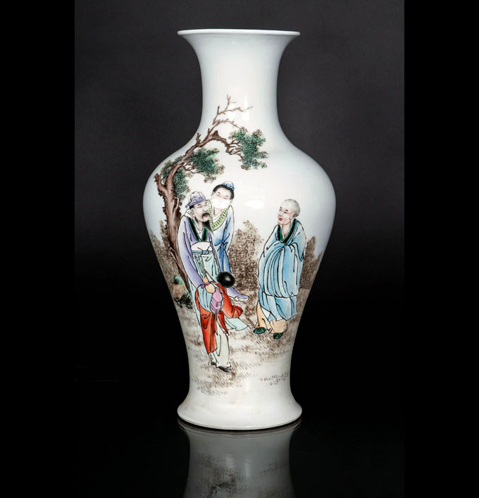 A baluster vase with figural scene