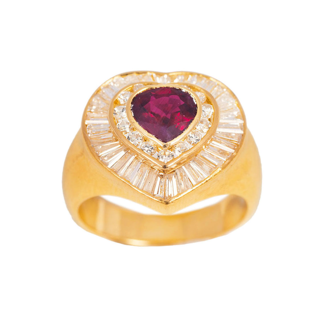 A ruby diamond ring in heart shape