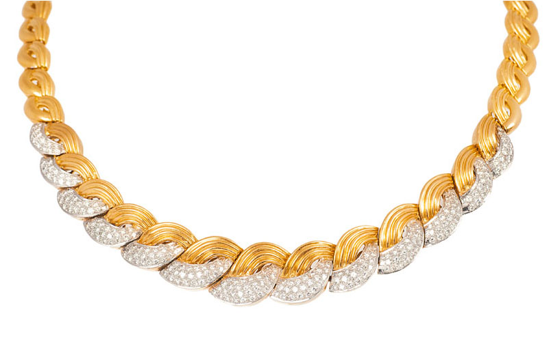 Gold-Brillant-Demiparure mit Collier und Armband