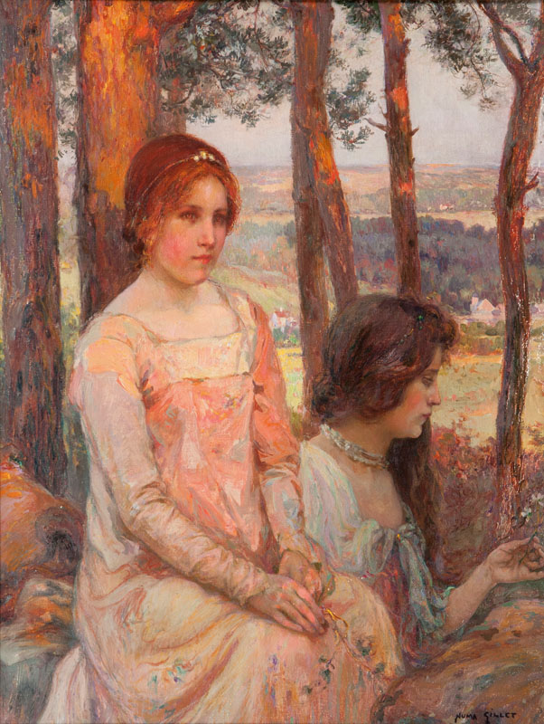 Numa-François Gillet - Zwei Mädchen - Abendsonne im Wald Zwei Mädchen - Abendsonne im Wald