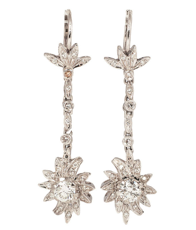 A pair of diamond earpendants