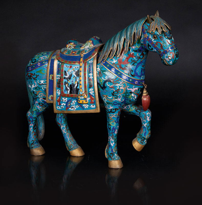 A large cloisonné horse