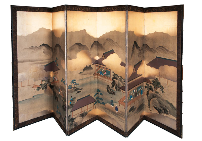 A pair of six-fold Tosa style screens - image 2