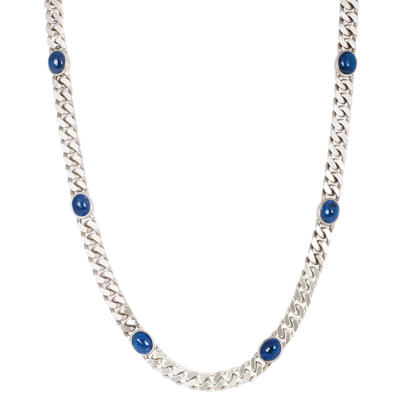 A sapphire gold demi parure with long necklace and bracelet