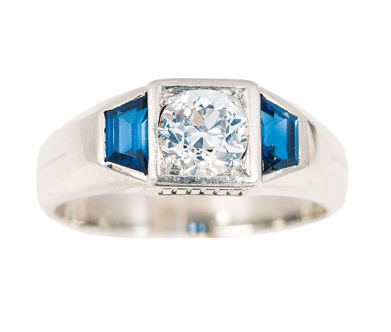 An old cut diamond ring sapphires
