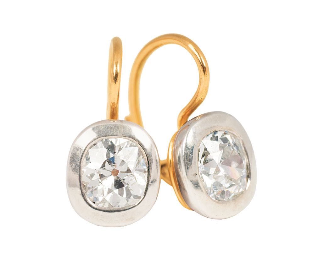 A pair of old cut diamond earrings