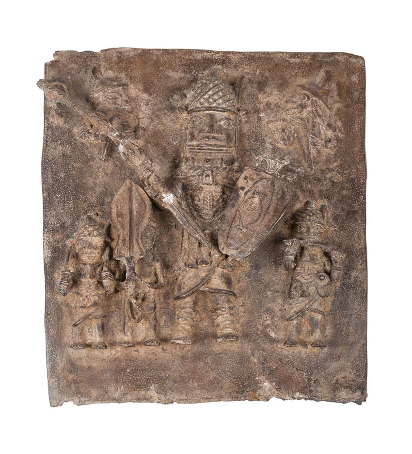Benin Bronze-Relief mit 'Oba'