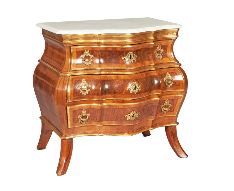 A bombé commode of Rococo style