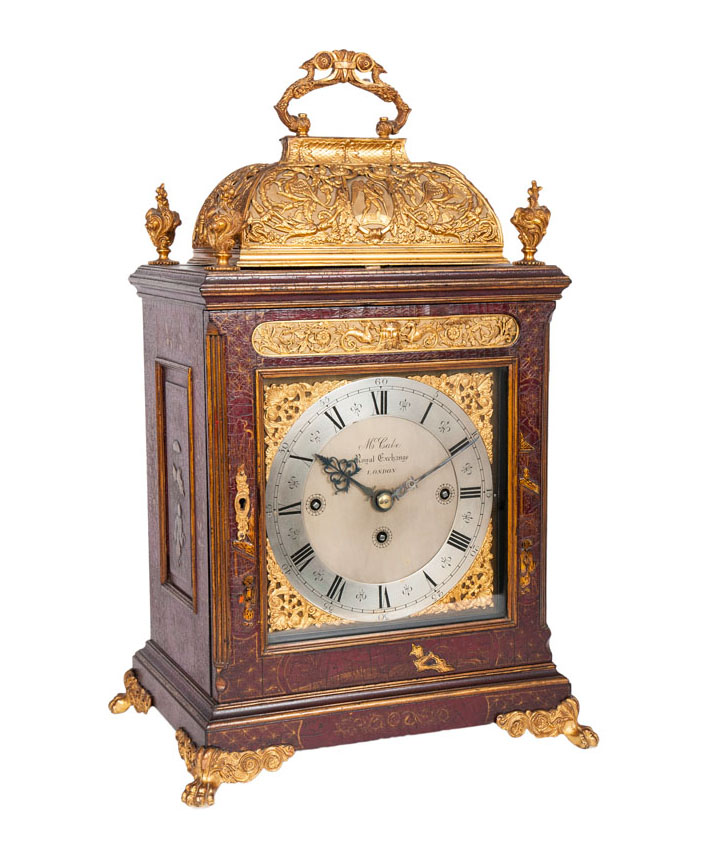 A Georgian III bracket clock with chinoiserie and carillon