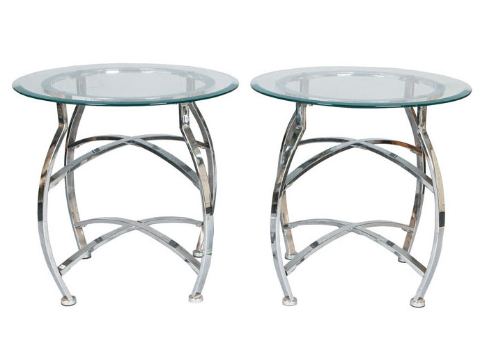 A pair of design-side tables