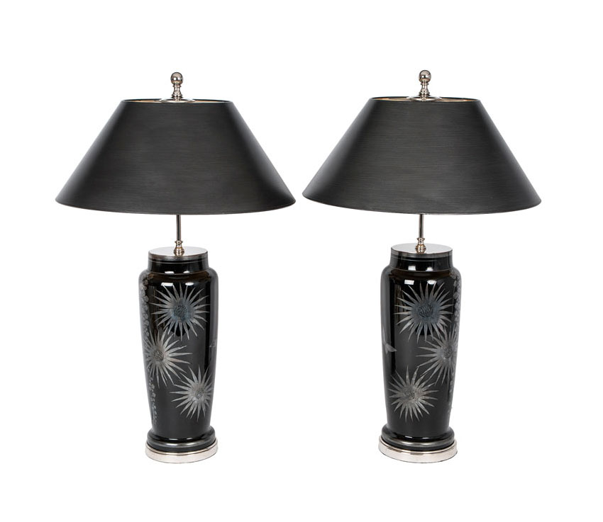 Paar Art-déco-Vasen als Lampen