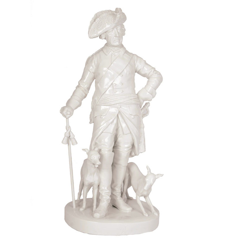 Große Porzellanfigur 'Friedrich II. mit Windspielen' Große Porzellanfigur 'Friedrich II. mit Windspielen'