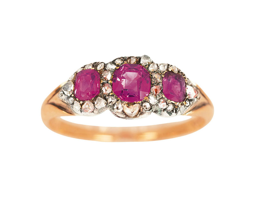 Georgian III Rubin-Diamant-Ring