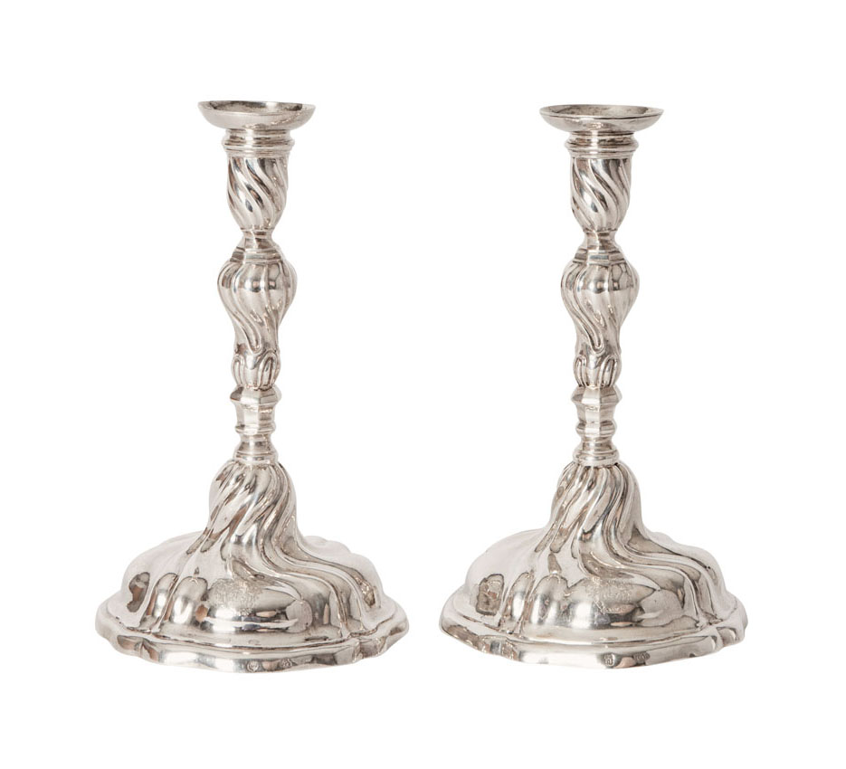 A pair of Baroque candlesticks from the Prussian noble familiy von Gützkow
