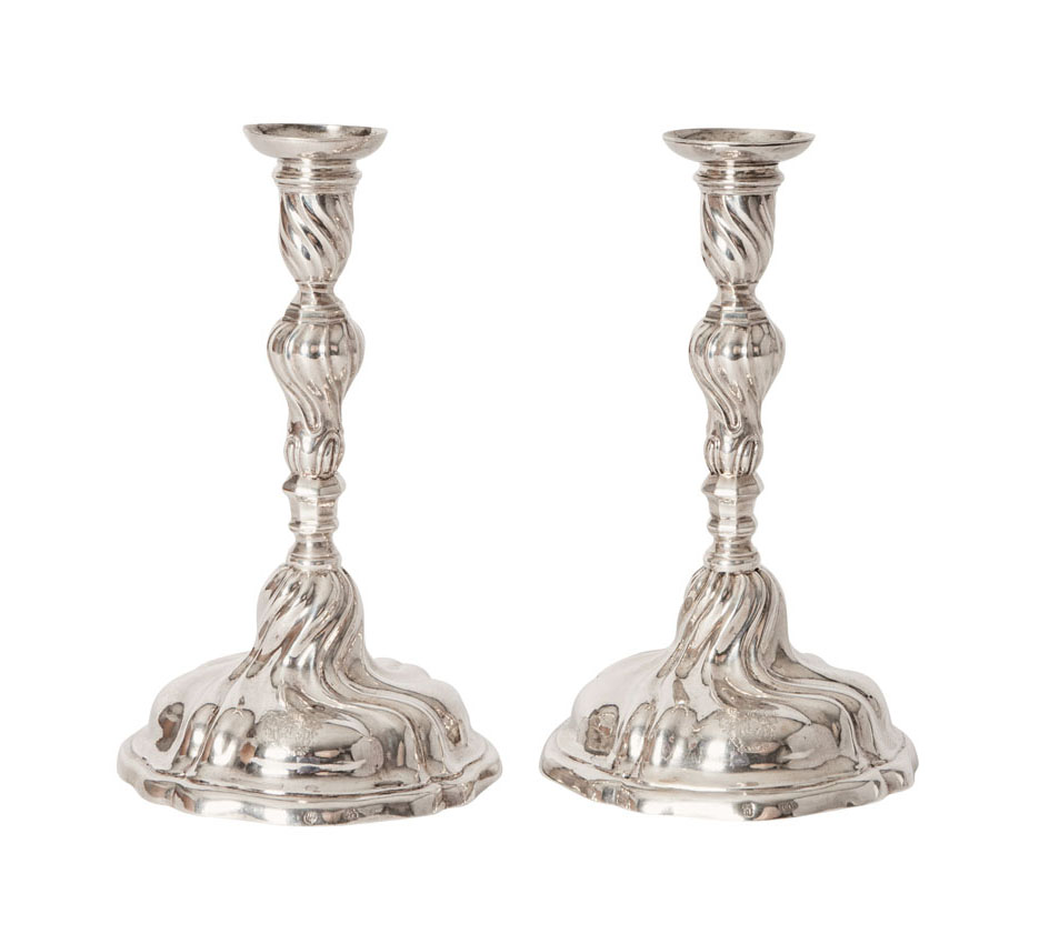 Johann von Holten I - A pair of Baroque candlesticks from the Prussian noble familiy von Gützkow A pair of Baroque candlesticks from the Prussian noble familiy von Gützkow