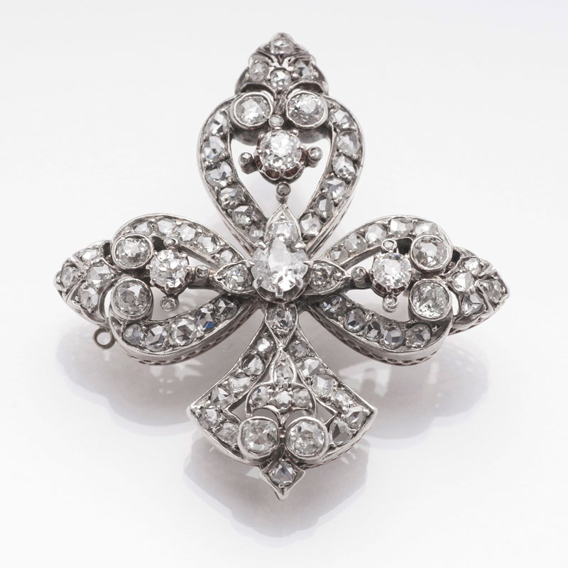 Antike Diamant-Brosche 'Lilie'