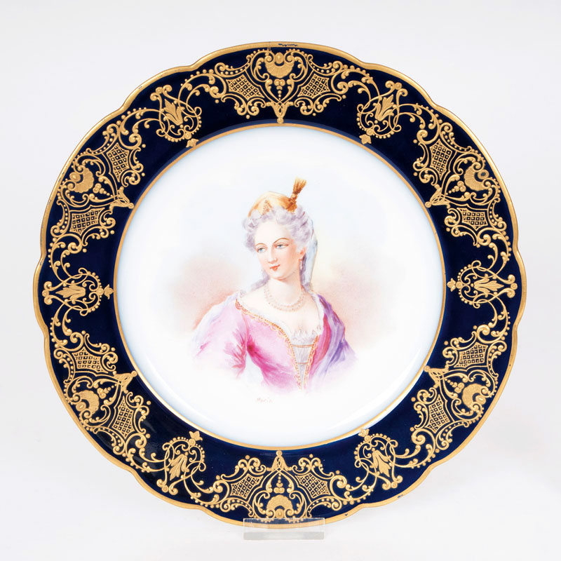 A decorative Sèvres portrait plate
