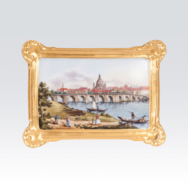 A porcelain painting with view of the city Dresden