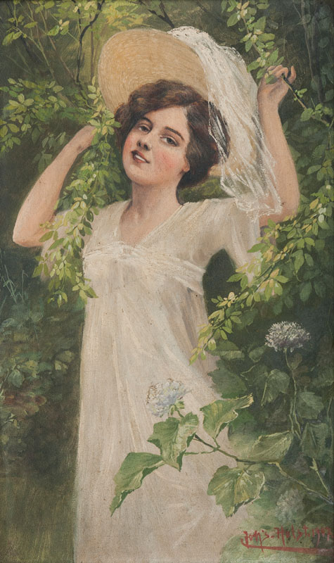 Junge Frau im Garten