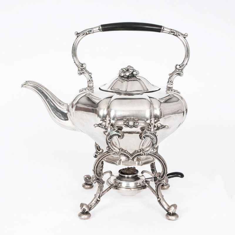 A Biedermeier tea pot with réchaud