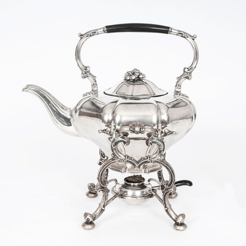 A Biedermeier tea pot with réchaud