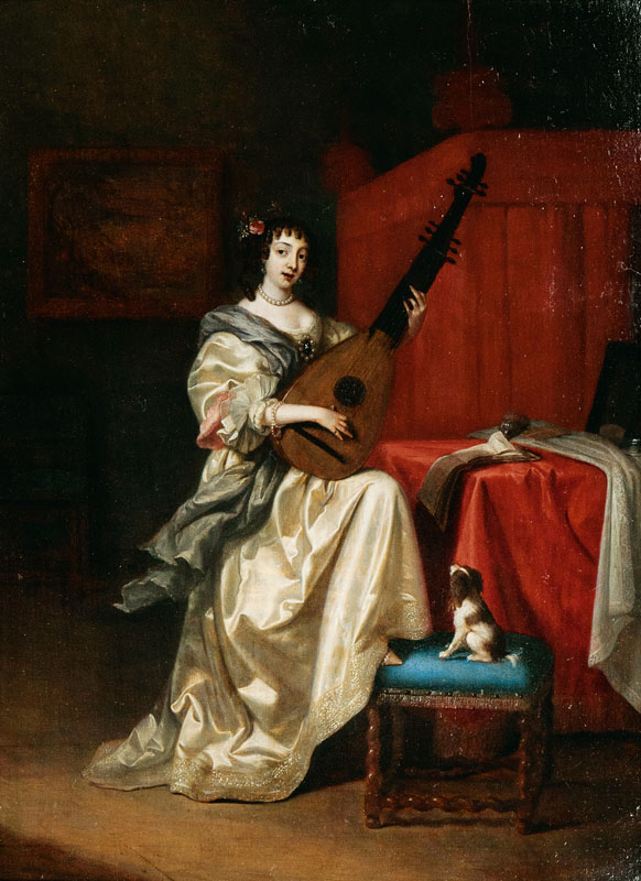 Portrait of a young woman playing the lute
