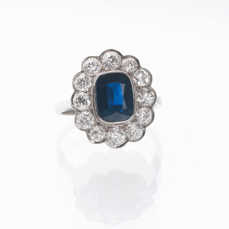 A sapphire diamond ring