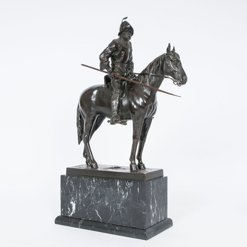 A bronze sculpture 'Knight on horseback'