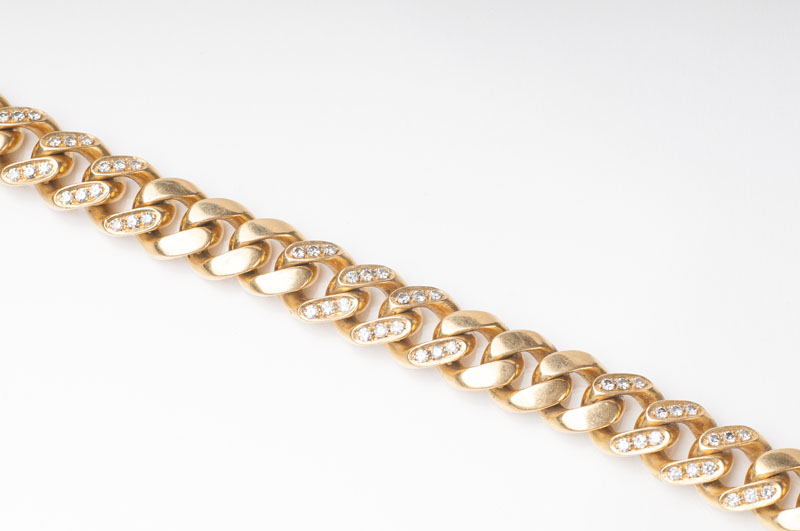A curb chain bracelet with diamonds by Jeweller Bucherer