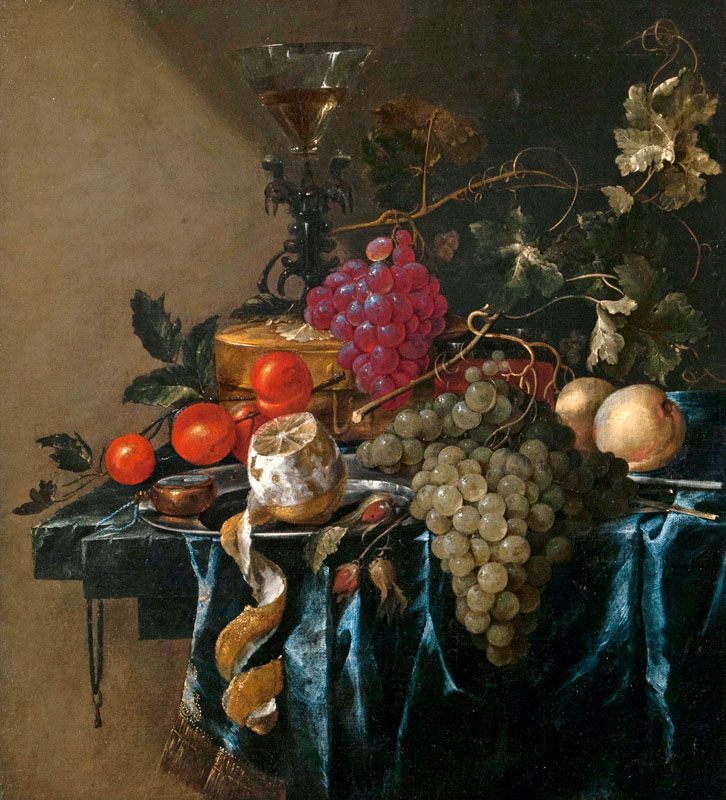 Stilleben mit Früchten und einem venezianischen Weinglas