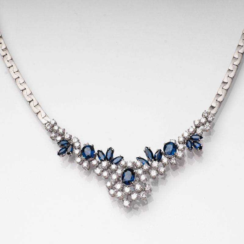 A highcarat sapphire diamond necklace