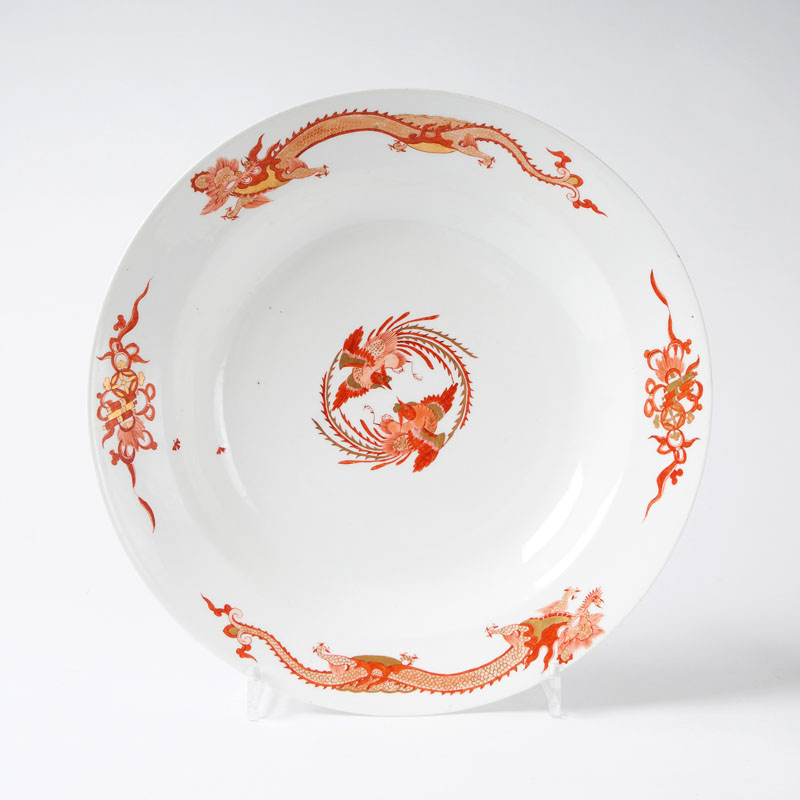 A large round dish from the service with the 'Red Dragon'