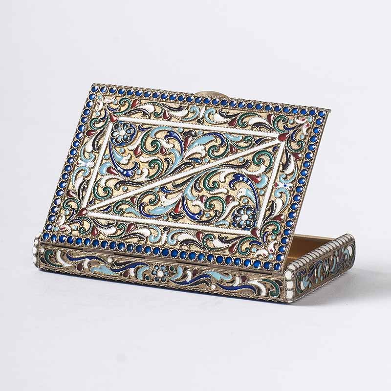 A cigarette case with floral cloisonne enamel