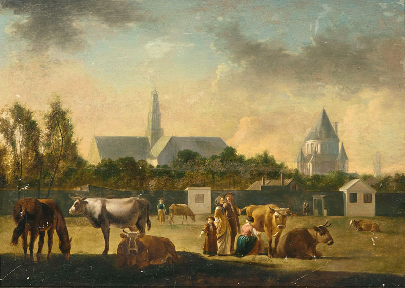 Job Adriaensz. Berckheyde, zugeschr. - Stadttor von Haarlem mit der Groote Kerk Stadttor von Haarlem mit der Groote Kerk